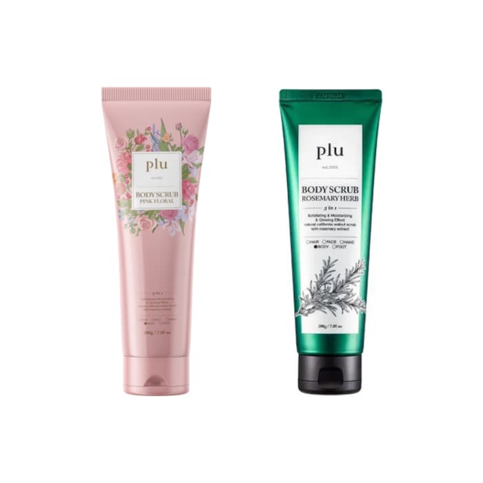 Body Scrub Pink Floral - (1ea) & Body Scrub - - Rosemary Herb (1ea) Set
