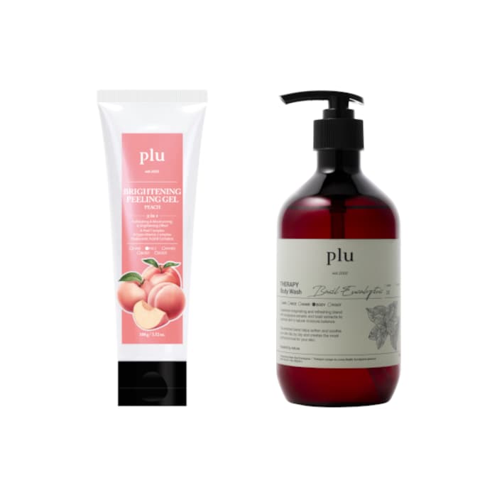 Brightening Peeling Gel Peach - (1ea) & Therapy Body Wash - - Basil Eucalyptus (1ea) Set