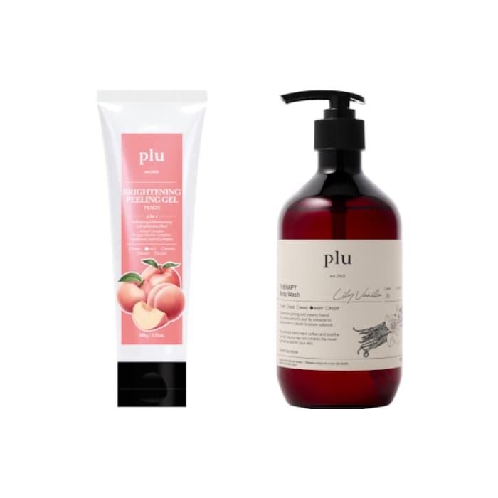 Brightening Peeling Gel Peach - (1ea) & Therapy Body Wash - - Lily Vanilla (1ea) Set