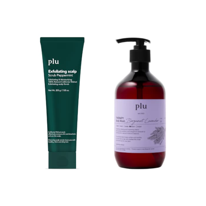 Exfoliating Scalp Scrub Peppermint - (1ea) & Therapy Body Wash - - Bergamot Lavender (1ea) Set