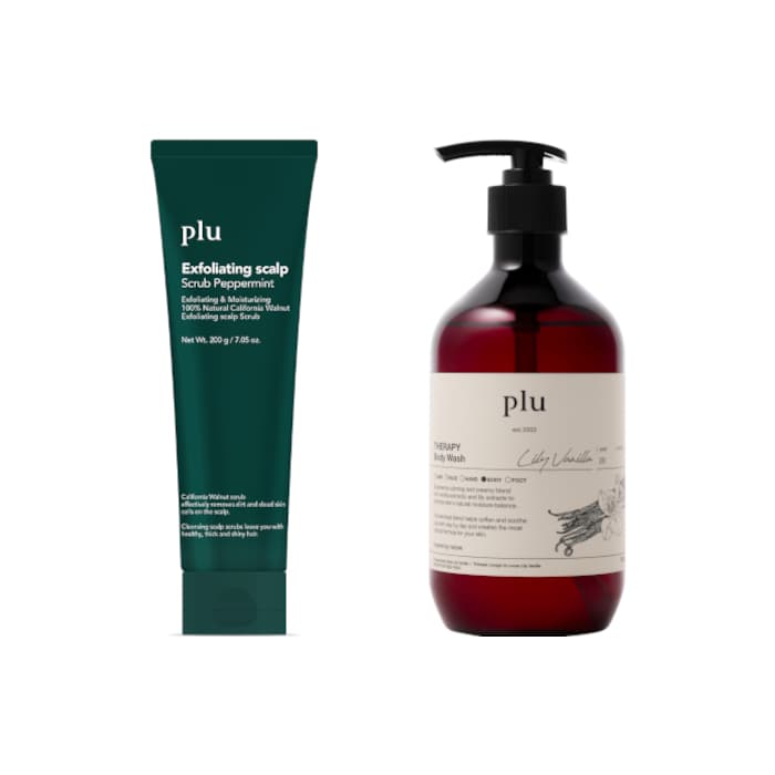 Exfoliating Scalp Scrub Peppermint - (1ea) & Therapy Body Wash - - Lily Vanilla (1ea) Set