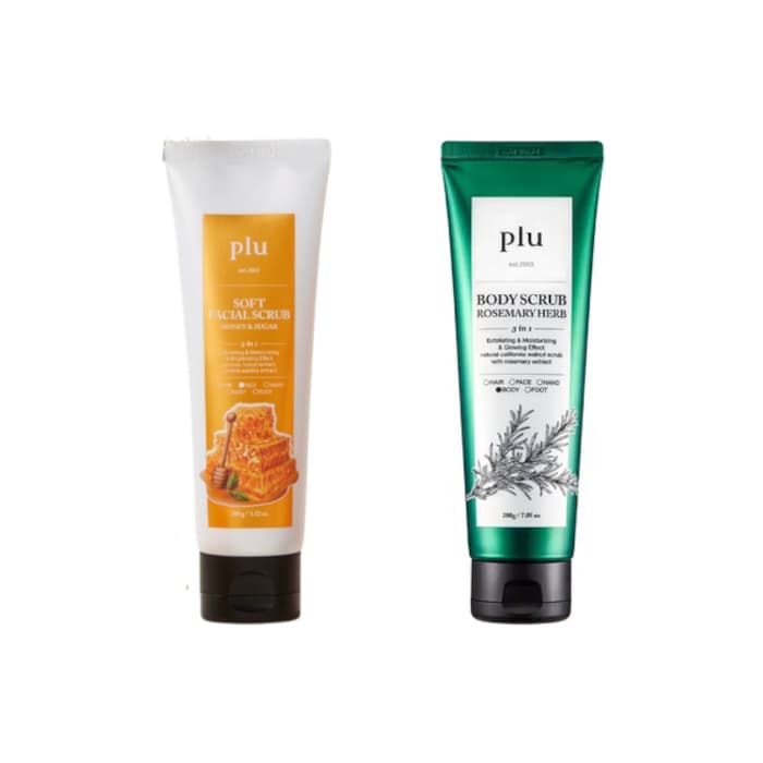 Soft Facial Scrub Honey & Sugar - (1ea) & Body Scrub - - Rosemary Herb (1ea) Set