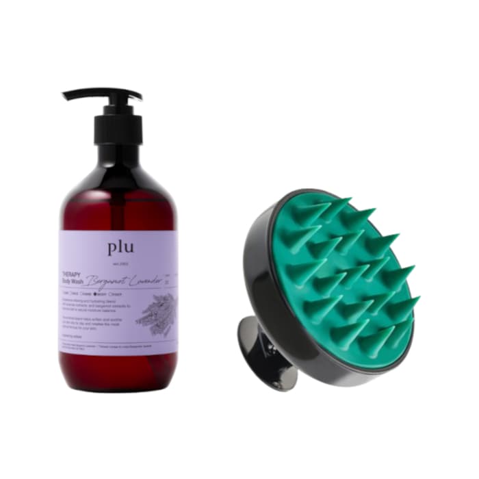 Theraphy Scalp Scaling Scrub Brush - & Therapy Body Wash - - Bergamot Lavender (1ea) Set
