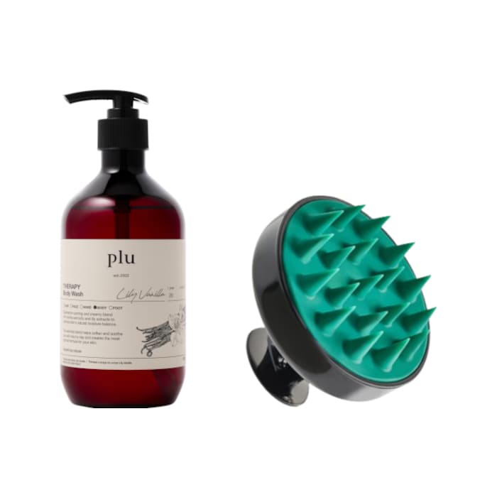 Theraphy Scalp Scaling Scrub Brush - & Therapy Body Wash - - Lily Vanilla (1ea) Set