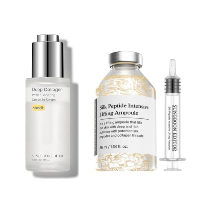 Deep Collagen Power Boosting Cream In Serum - (1ea) + Silk Peptide Intensive Lifting Ampoule -