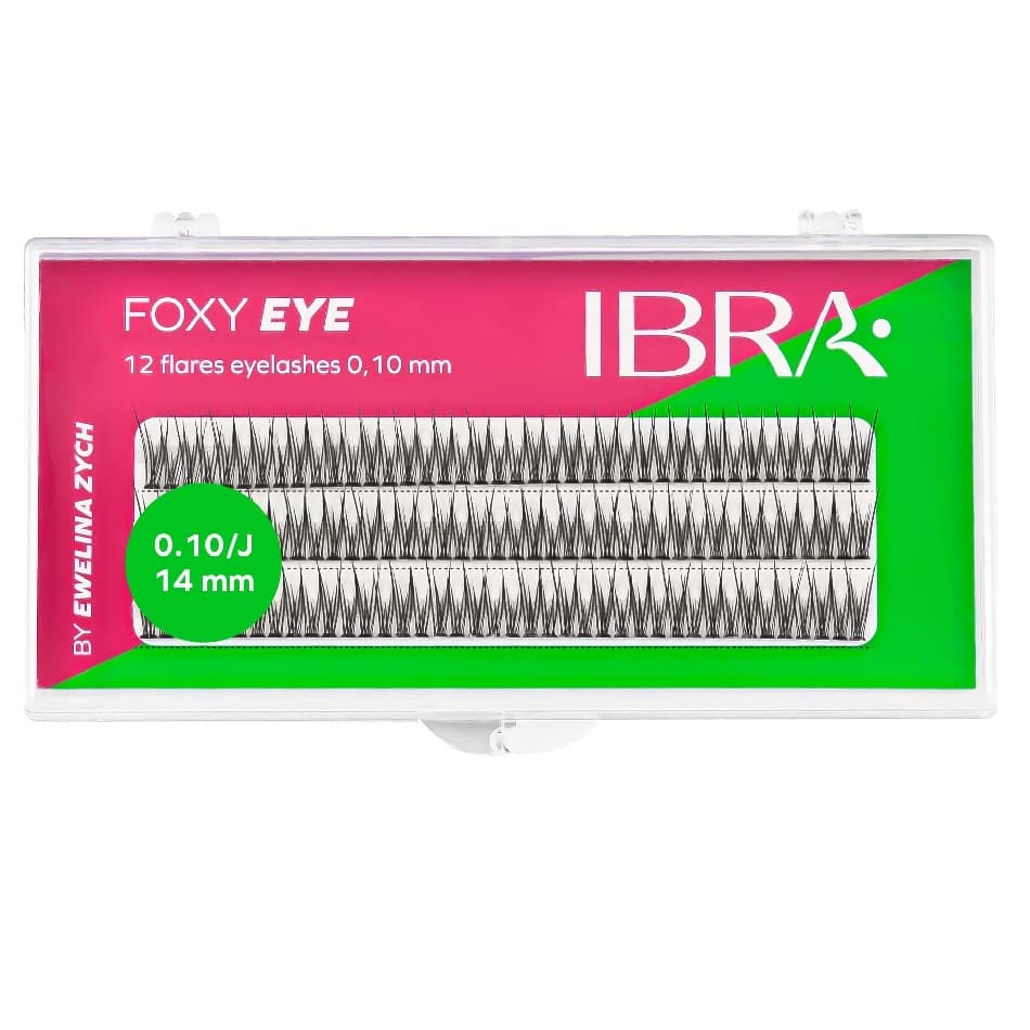 Ibra - FOXY EYE 12 Flare Eyelashes by Ewelina Zych - Kępki sztucznych rzęs - Skręt J - 120 kępek - 0.10/14 mm