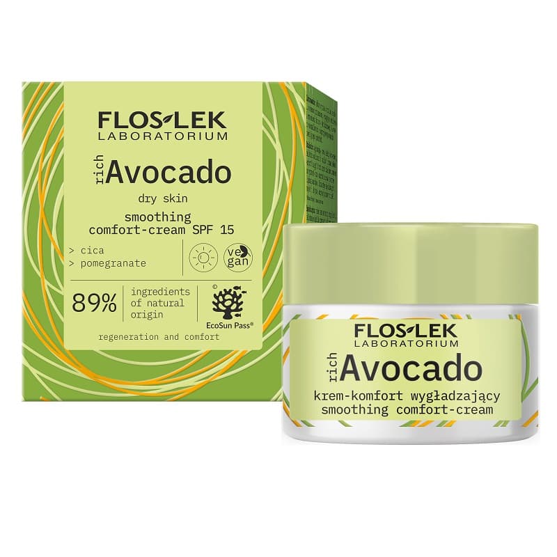 Flos-Lek Rich Avocado, krem-komfort wygładzający nadzień SPF 15