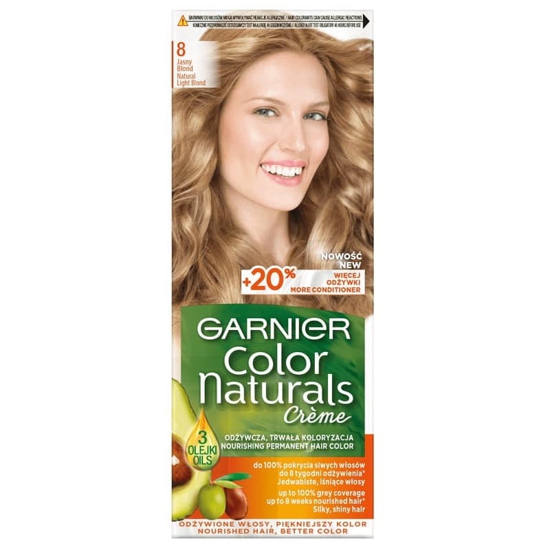 Color Naturals 8 Jasny blond, odżywcza farba do włosów, do 100% pokrycia siwych włosów