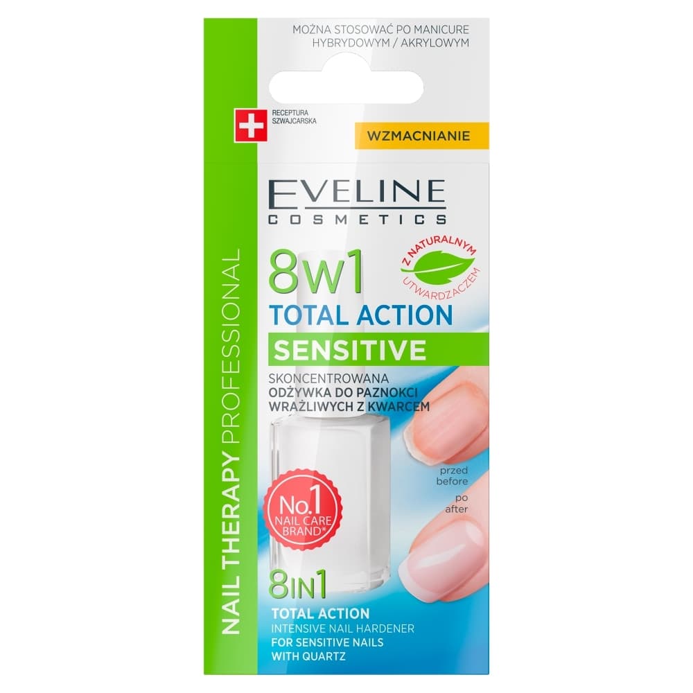 NAIL THERAPY PROFESSIONAL 8in1 Total Action Sensitive - Skoncentrowana odżywka do wrażliwych paznokci z kwarcem