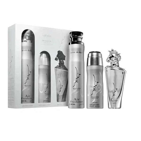 Maahir Legacy zestaw woda perfumowana spray + dezodorant spray + odświeżacz powietrza (M)