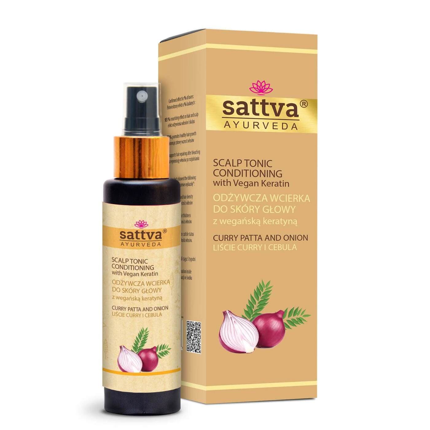 Sattva Scalp Tonic Conditioning Odżywcza wcierka do skóry głowy z wgańską keratyną - Liście curry i cebula