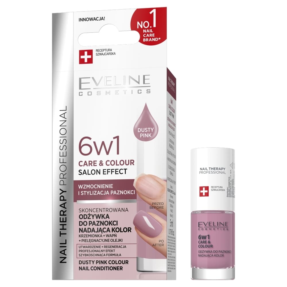 NAIL THERAPY PROFESSIONAL - Care & Colour Salon Effect Nail Conditioner - Skoncentrowana, koloryzująca odżywka wzmacniająca do paznokci 6w1 - Dusty Pink -