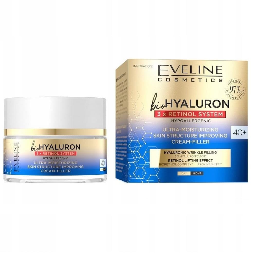 Eveline bioHyaluron 3x Retinol Krem Filler Liftingujący Odmładzający 40+