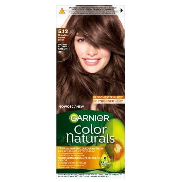 Color Naturals 5.12 Zimny brąz, odżywcza farba do włosów, do 100% pokrycia siwych włosów