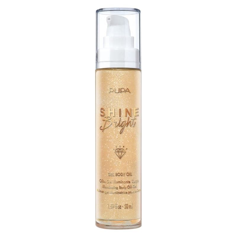 Pupa Shine Bright, rozświetlający, żelowy olejek do ciała, gold diamond