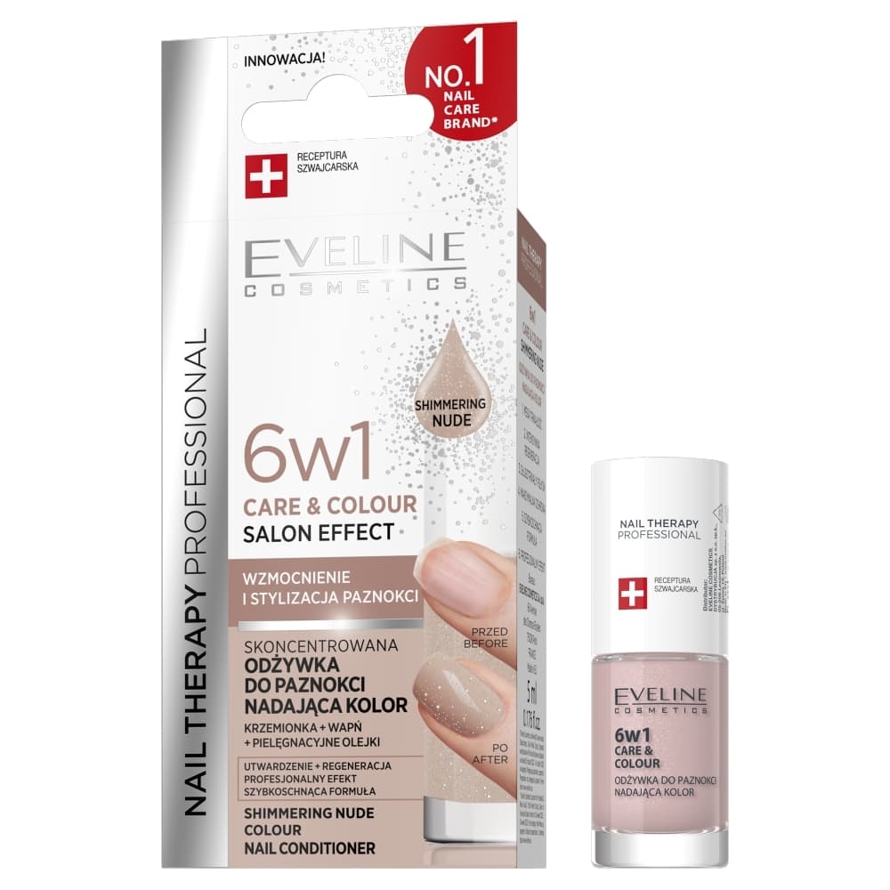NAIL THERAPY PROFESSIONAL - Care & Colour Salon Effect Nail Conditioner - Skoncentrowana, koloryzująca odżywka wzmacniająca do paznokci 6w1 - Shimmering Nude -