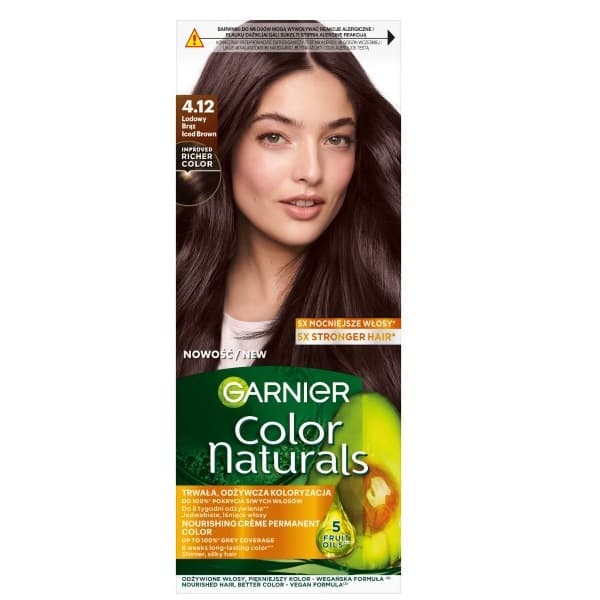 Color Naturals 4.12 Lodowy brąz, odżywcza farba do włosów, do 100% pokrycia siwych włosów