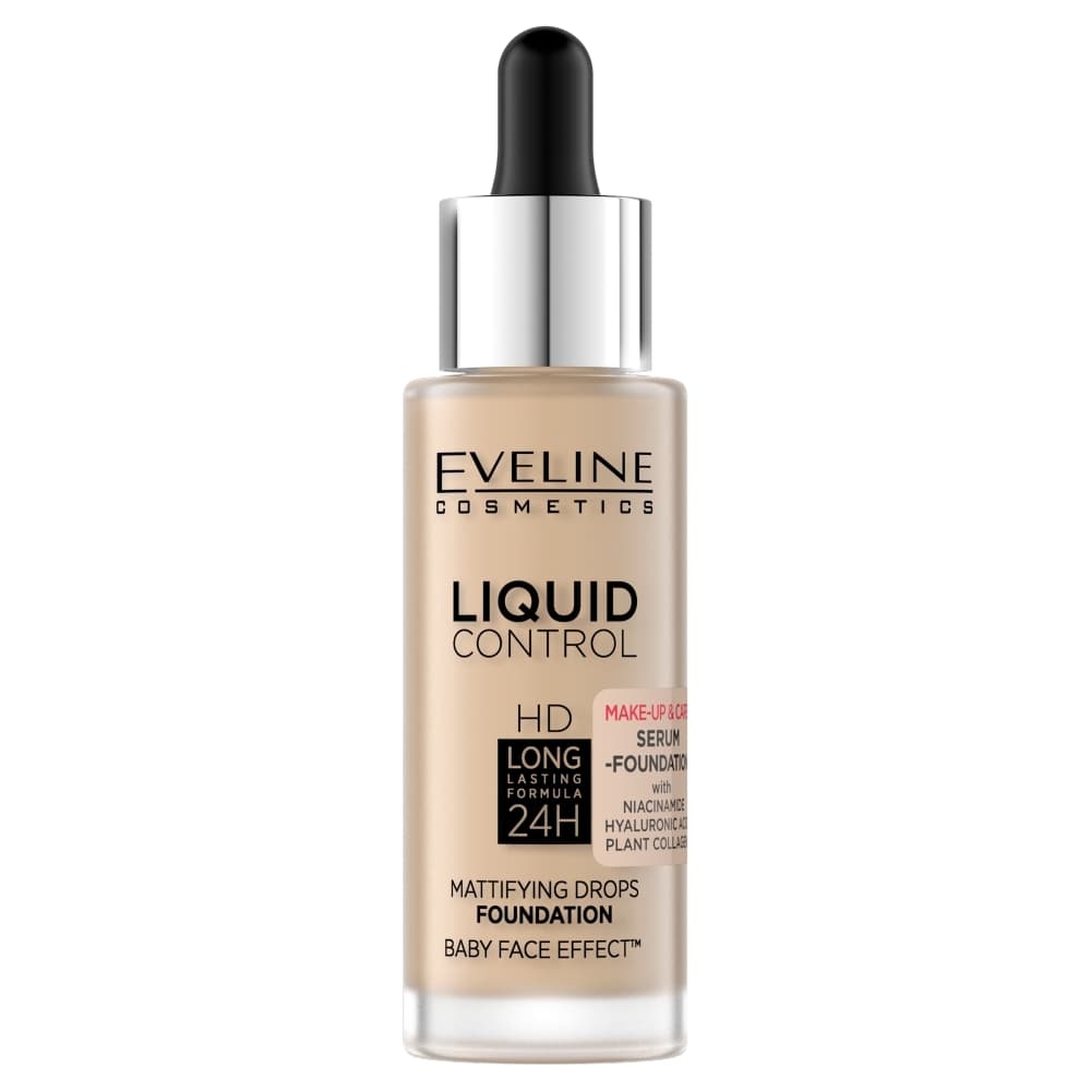 Eveline Podkład Do Twrazy HD Liquid Control w Dropperze 015 Light Vanilla