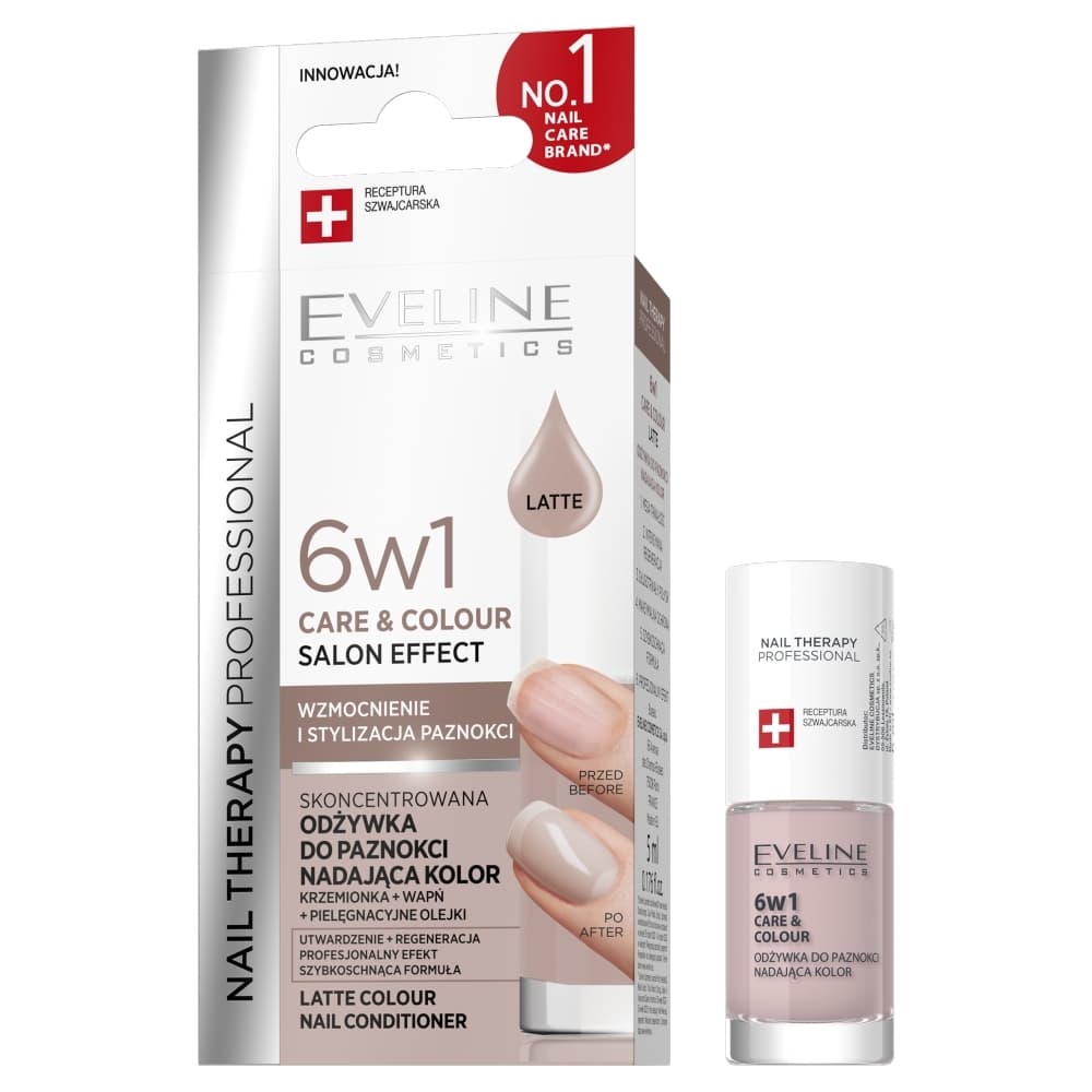 NAIL THERAPY PROFESSIONAL - Care & Colour Salon Effect Nail Conditioner - Skoncentrowana, koloryzująca odżywka wzmacniająca do paznokci 6w1 - Latte -