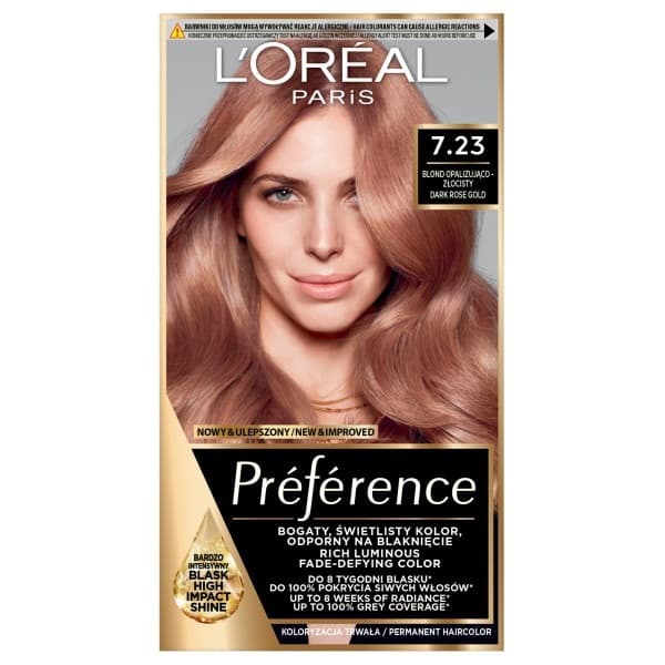 Preference Farba do Włosów 7.23 Blond Opalizująco-Złocisty