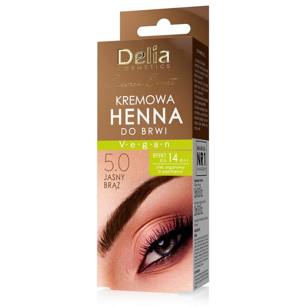 DELIA HENNA w kremie do brwi 5.0 Jasny Brąz z olejem arganowym