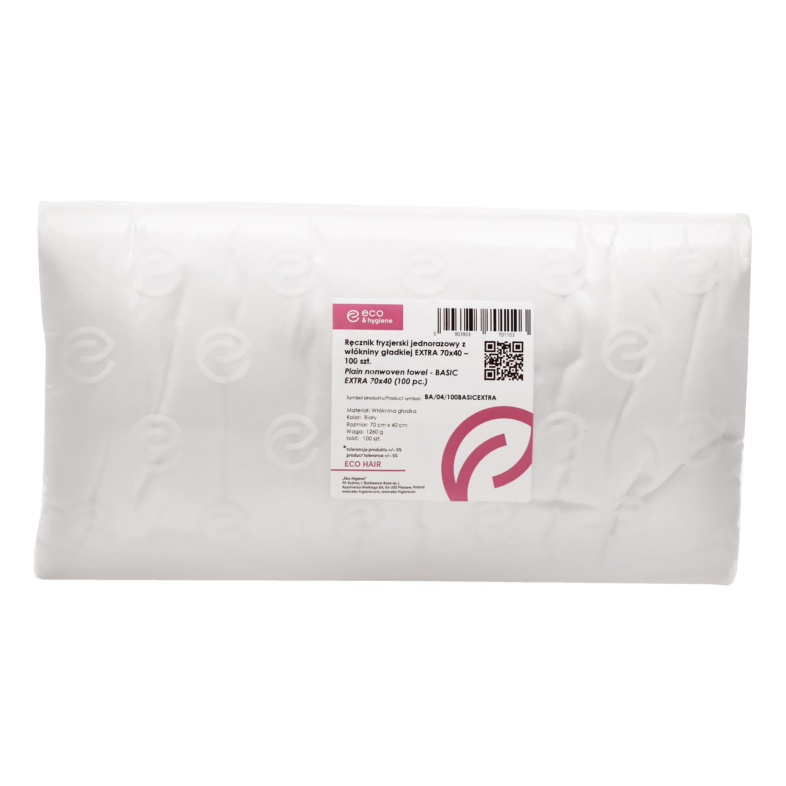 Higiena Jednorazowy ręcznik fryzjerski z włókniny gładkiej Extra Basic 70x40cm
