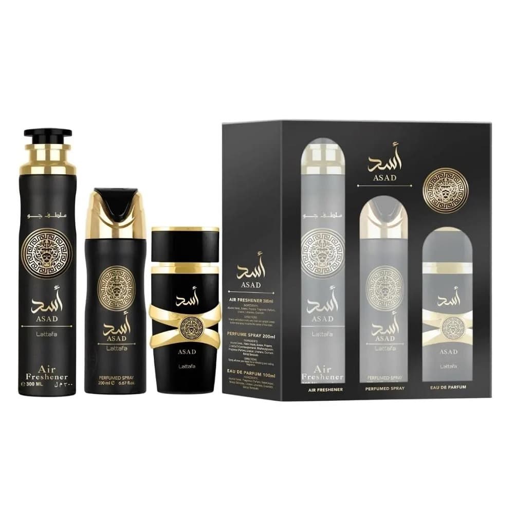 Asad zestaw woda perfumowana spray + dezodorant spray + odświeżacz powietrza (M)