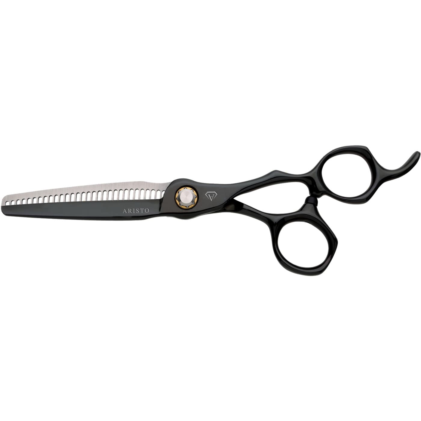 Cut Like a Diamond XTL, degażówki fryzjerskie offsetowe 6.0", japońska stal premium, czarna powłoka tytanowa
