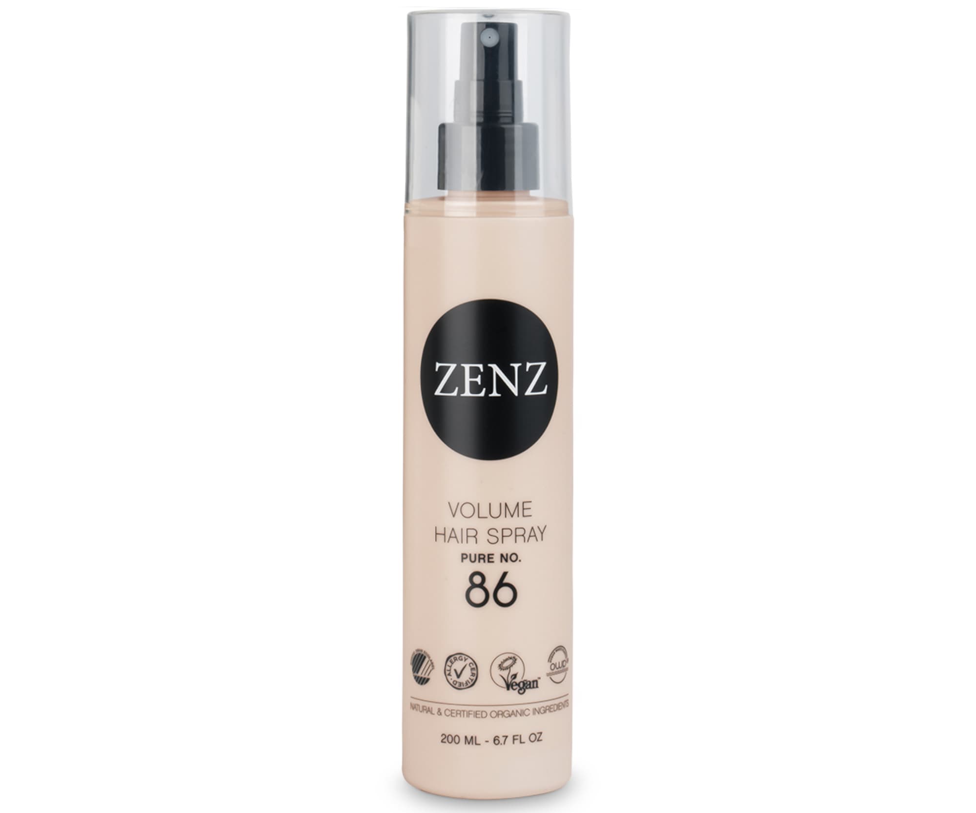 Lakier do włosów zwiększający objętość średnio utrwalający Zenz Volume Hair Spray Pure No. 86 -